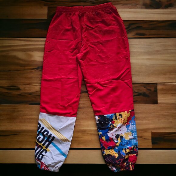PARISH NATION ( XL ) Red Yellow Jogger Pants Elastic Waist Drawstring - Picture 5 of 7